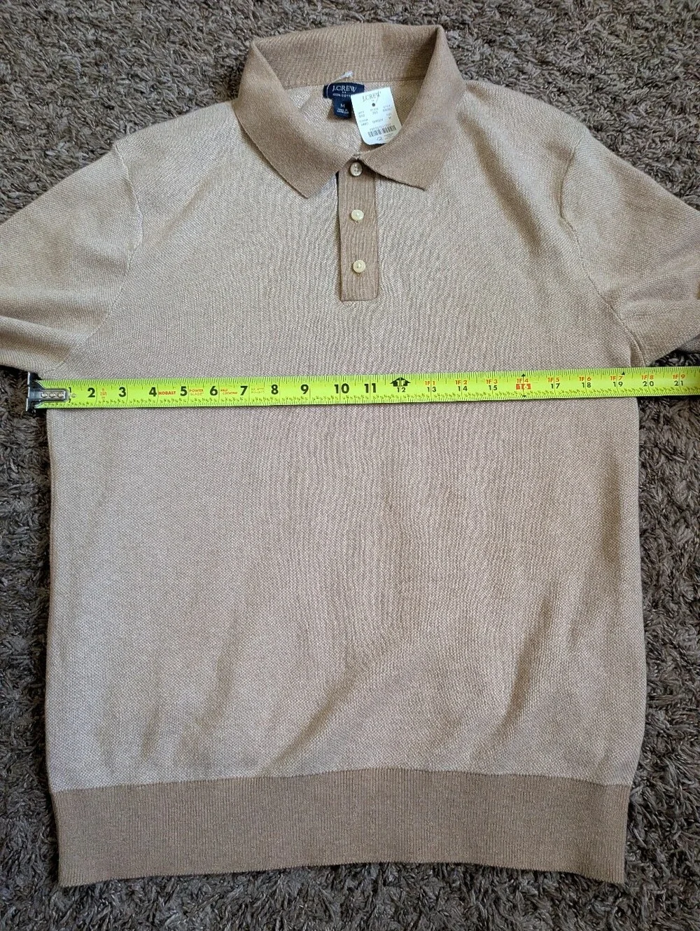 NWT J.Crew Bird's-eye Heather Nut Two Tone Cotton Sweater Polo Shirt Men's M